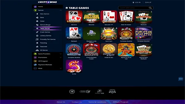 cryptowins casino home